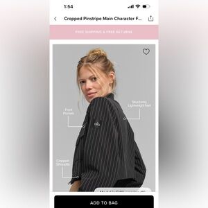 ALO Yoga Black Pinstripe Cropped Utility Jacket